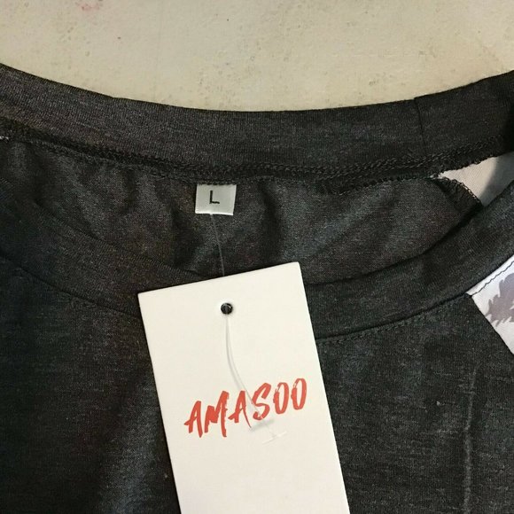 Amasoo Women's Black Short Sleeve Round Neck Tunic T Shirt Top Size Large - Picture 10 of 11